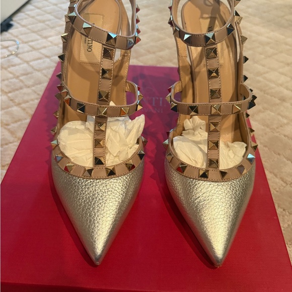 Valentino Silver Studded Heels - Picture 1 of 6